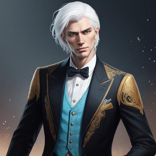 a gentleman, white hair, tall, handsome, good manners, good ...