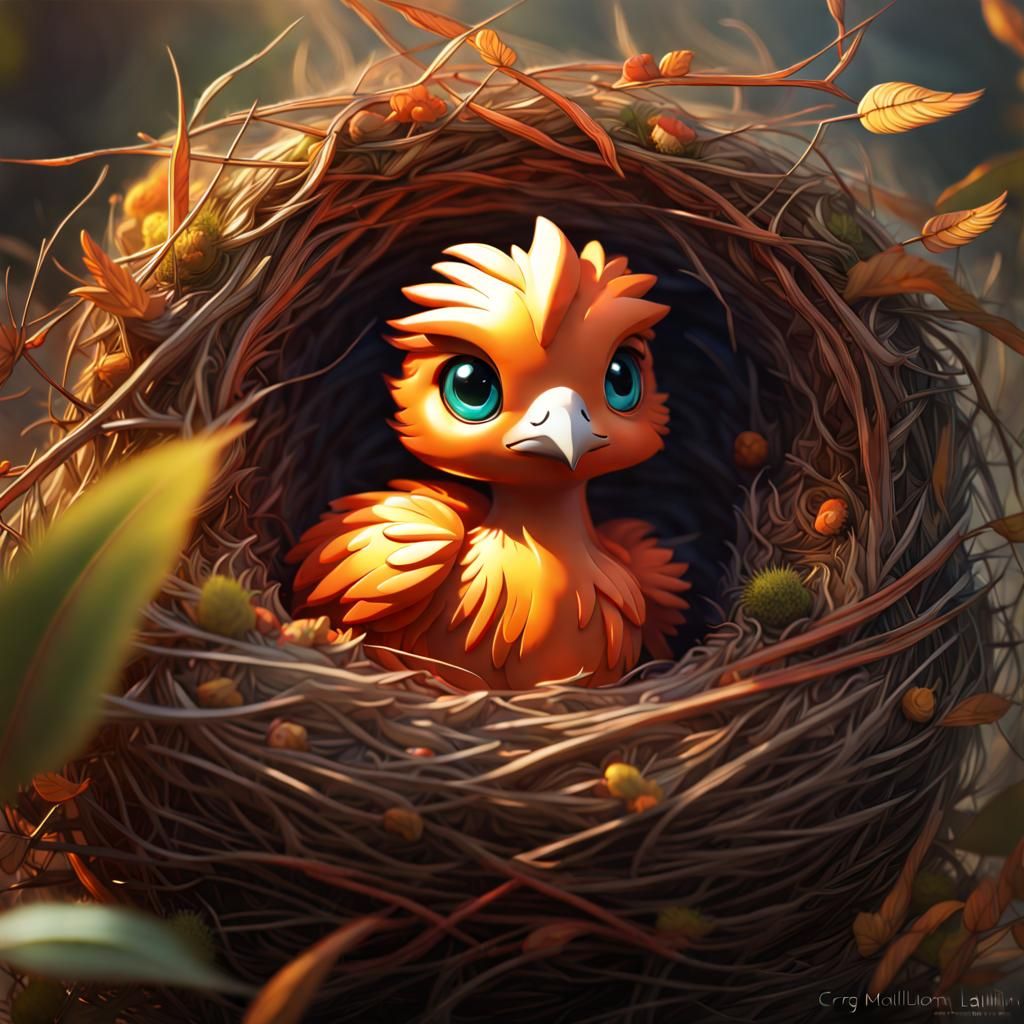 Phoenix Hatchling - AI Generated Artwork - NightCafe Creator