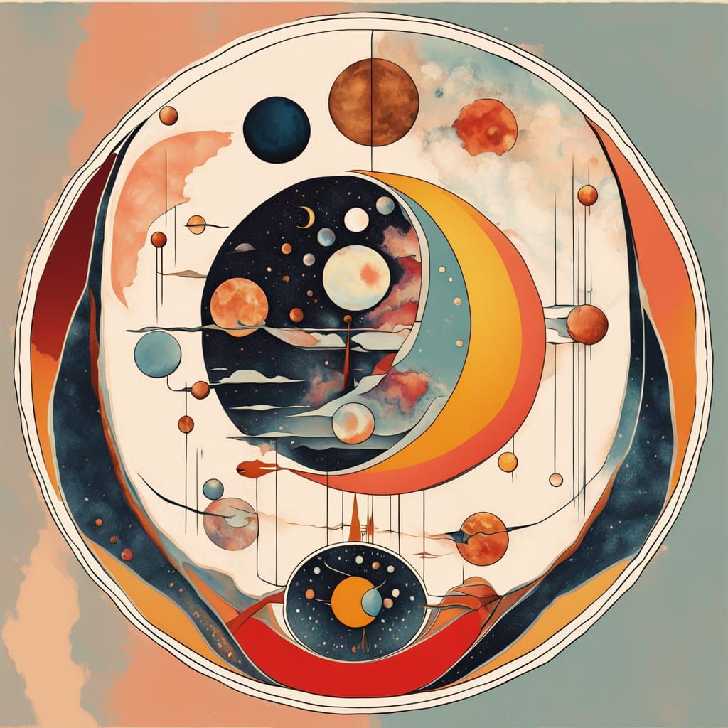 Abstract composition. Fire static incense moon canyon zipper silence gravity surreal