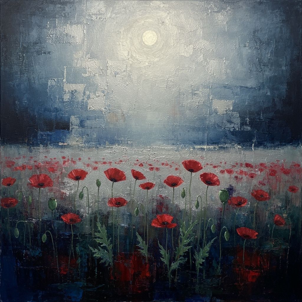 Poppy field at night  by @Gokiburi