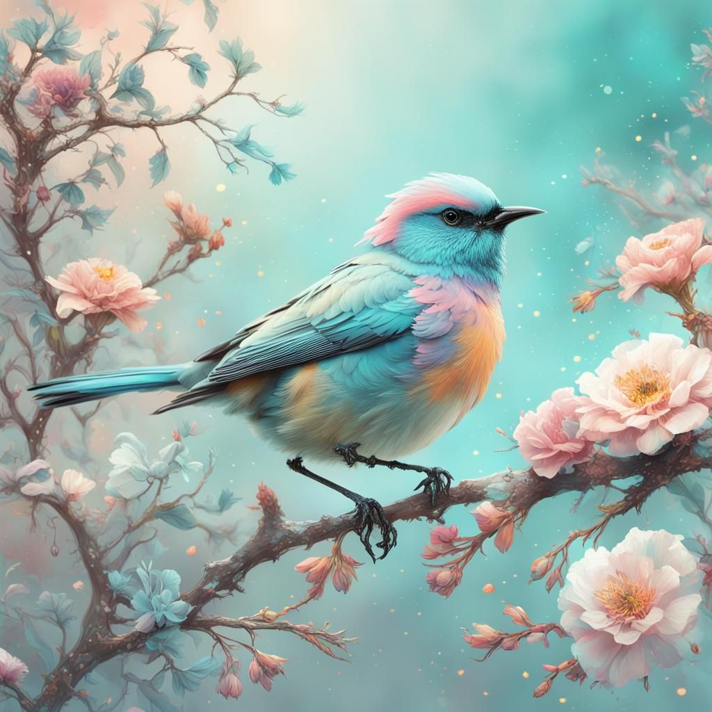 An Adorable Bird in Pastel Colors   by @Such_Lan98