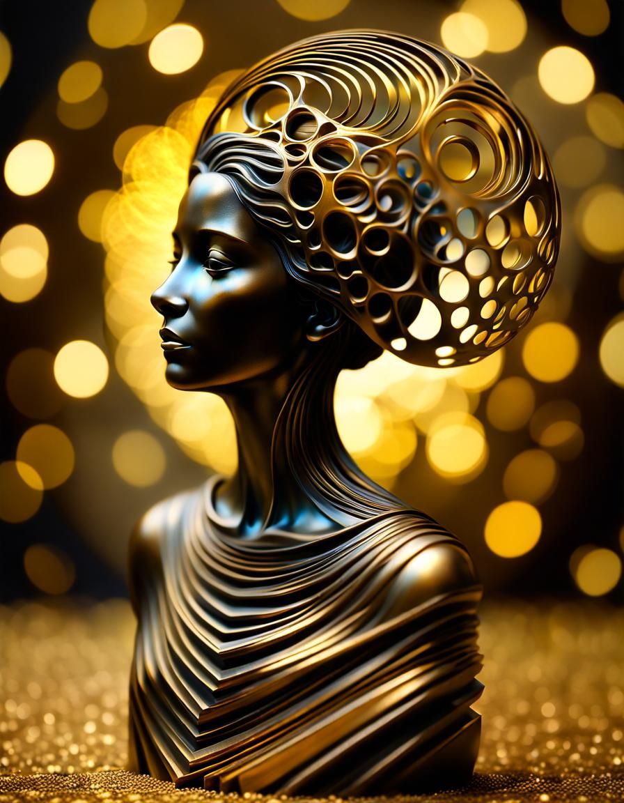 Vortex, bronze, gilded, bokeh,  magic realism,  Josh Adamski...