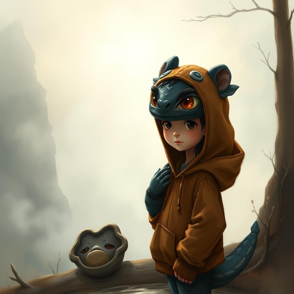 Dragon and Boy in Mystical Landscape, Miyazaki-Inspired