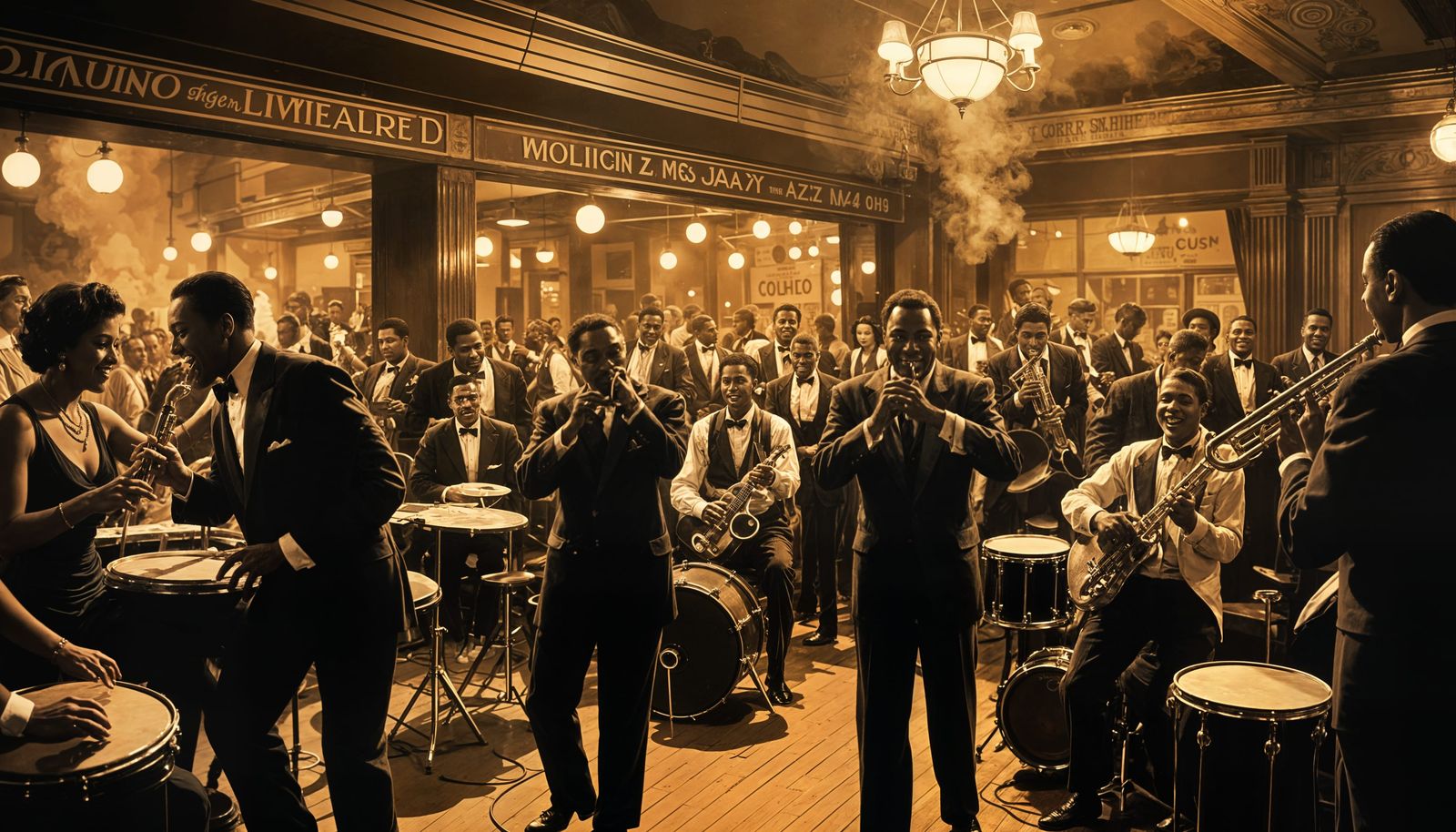 Vintage image of a bustling jazz club in the 1940's  by @JenG