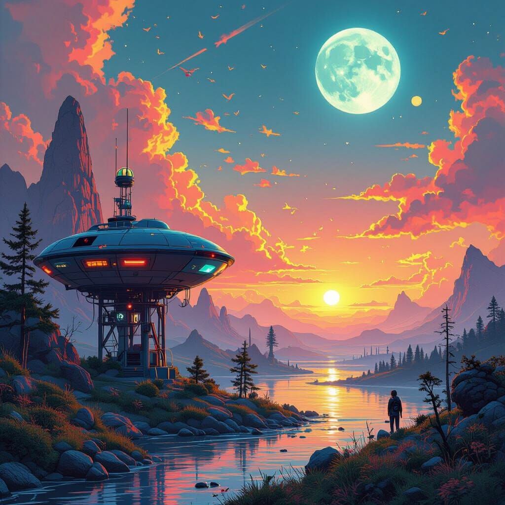 Surreal Dreamscape in a Vibrant Digital Style