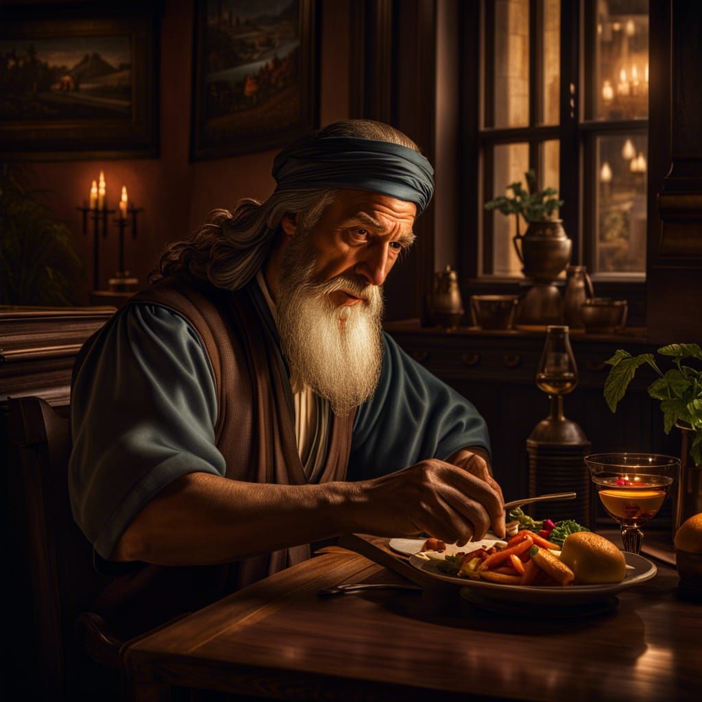 Leonardo da Vinci working on a renaissance dish  by @3E