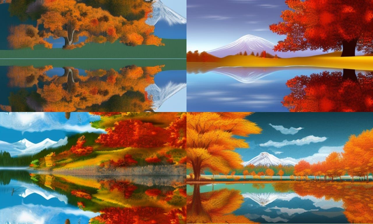 Landscape, Digital illustration, Hyper-Detailed, autumn tree...