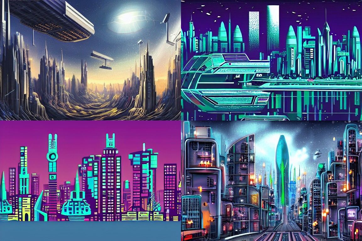 Sci-fi city in the style of Visual Art