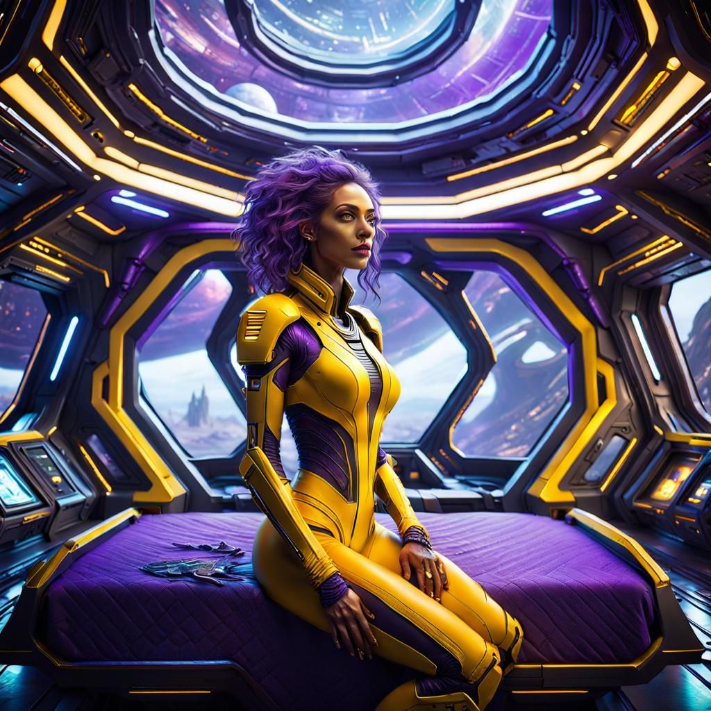 Futuristic spaceship bedroom