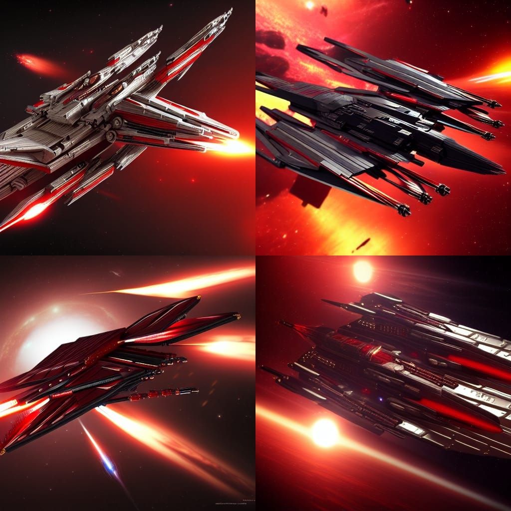 Battlestar Galactica space fighter hybrid gothic design red ...