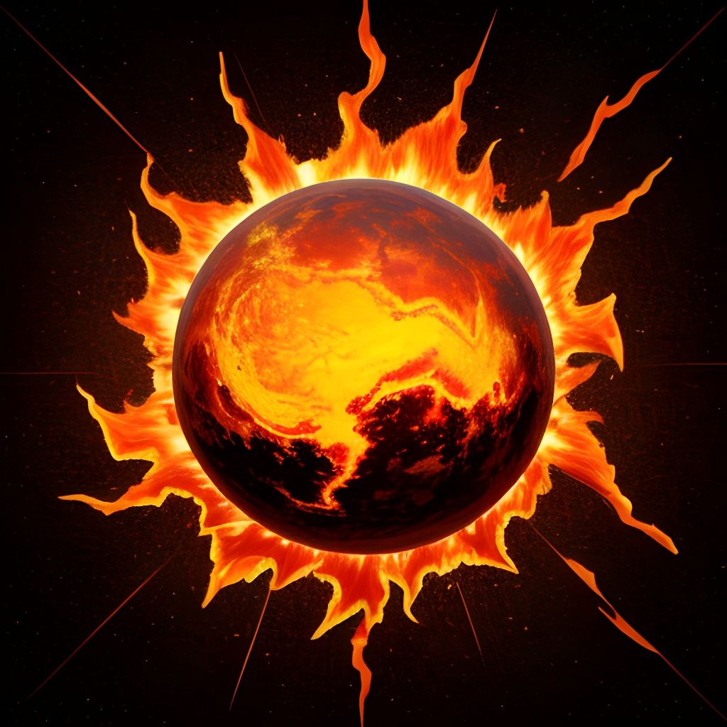 A Luminous Volcanic Eruption in a Vibrant Celestial Setting