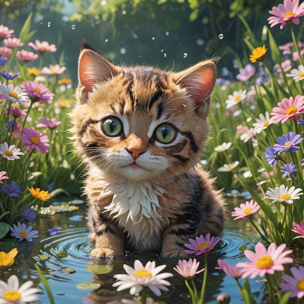 Meadow (Random Kittens) - AI Generated Artwork - NightCafe Creator