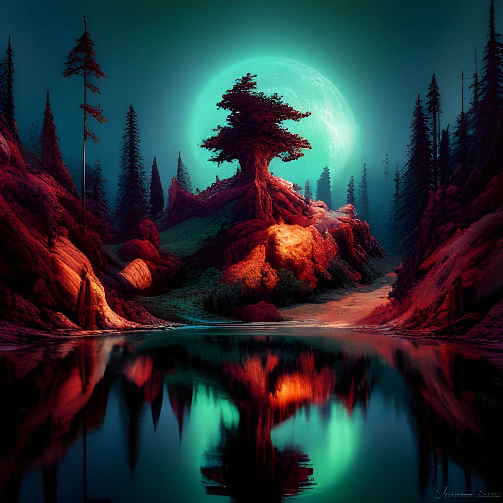 Magical Forest Lake - AI Generated Artwork - NightCafe Creator