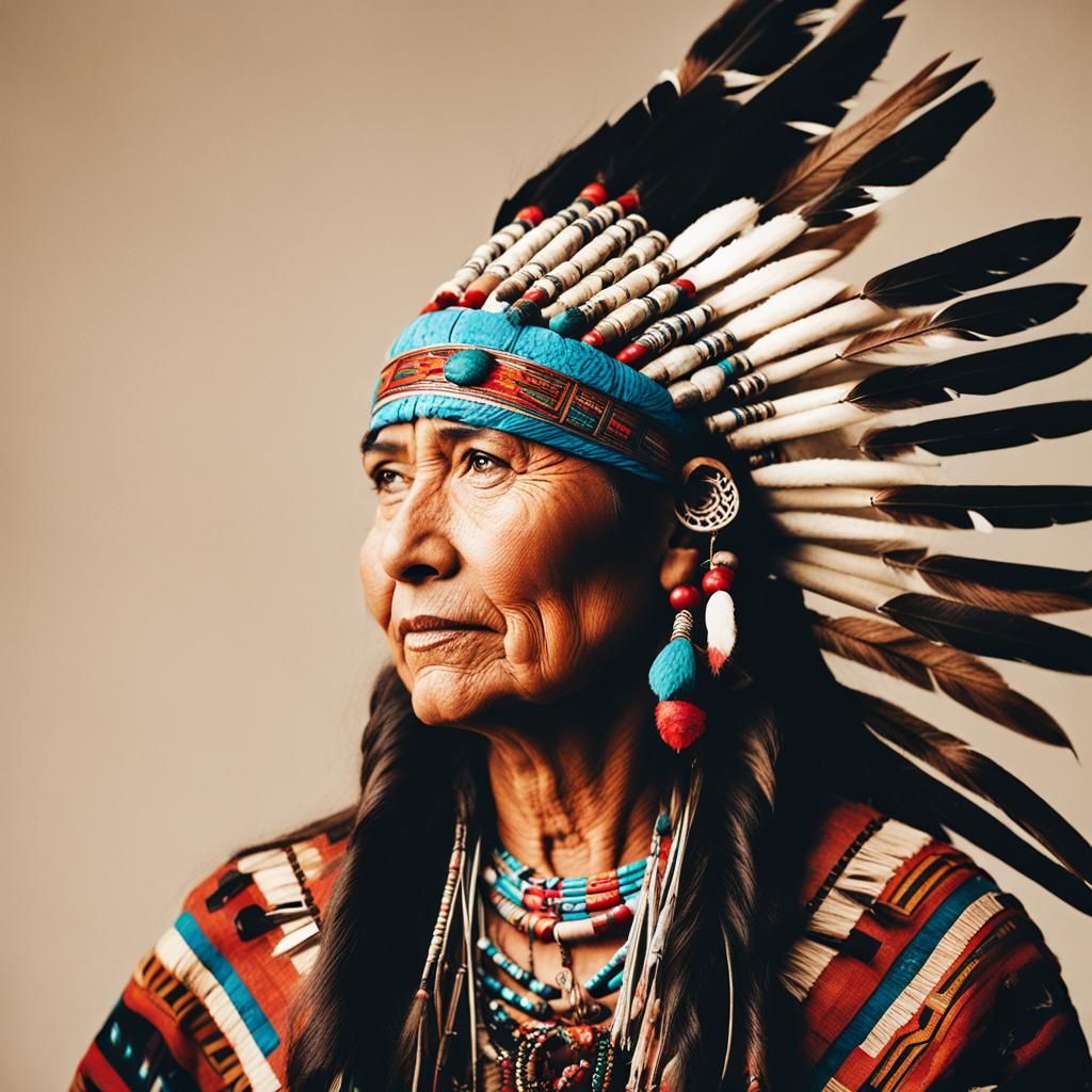 American indian woman dressed in tribal attire   by @Cat