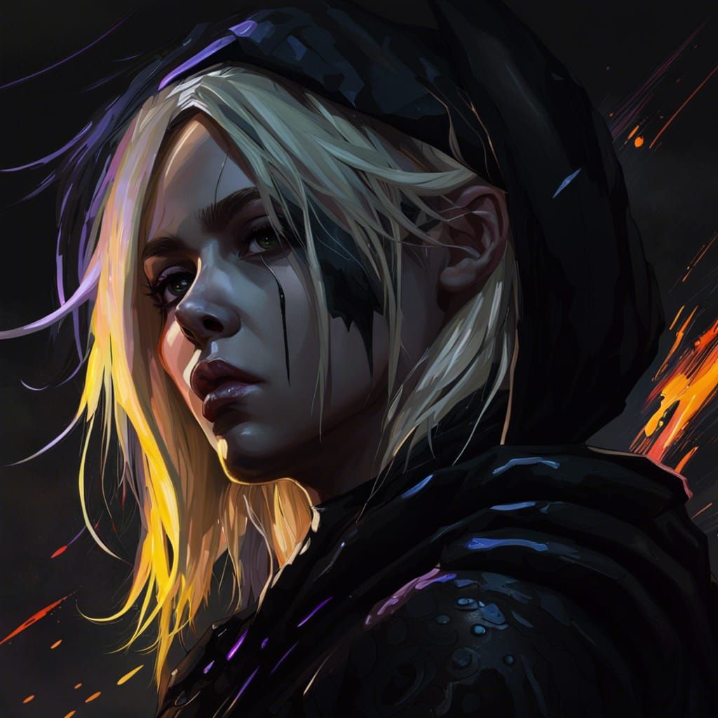 Gothic Girl in Apocalyptic Scene: Hyperrealistic Art