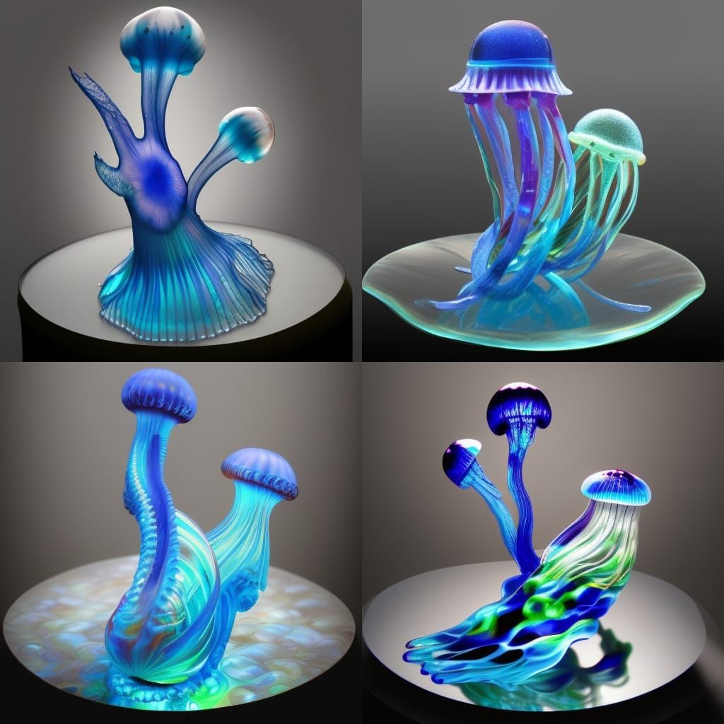 Glass sculpture, jellyfish, realistic sculpture, glass art, blown glass ...