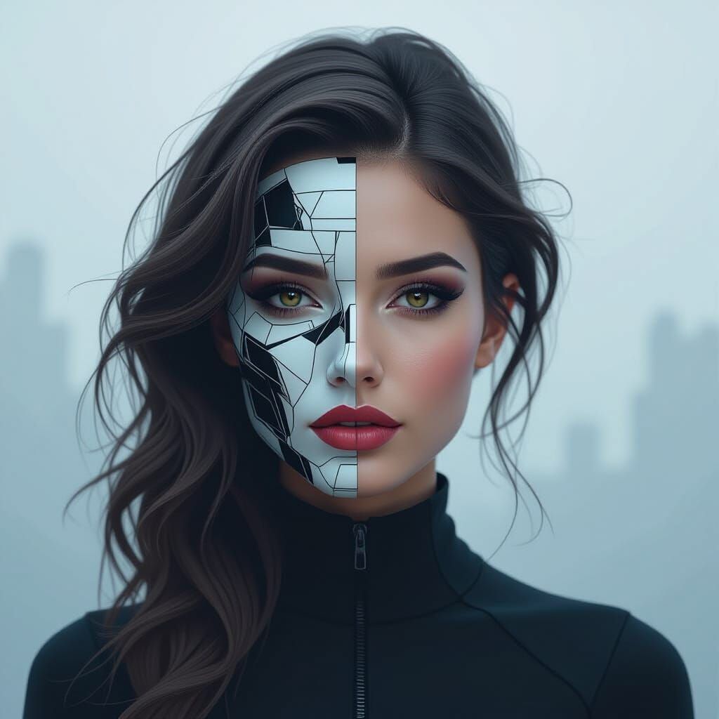 Geometric Woman: Hyperrealistic Futuristic Portrait
