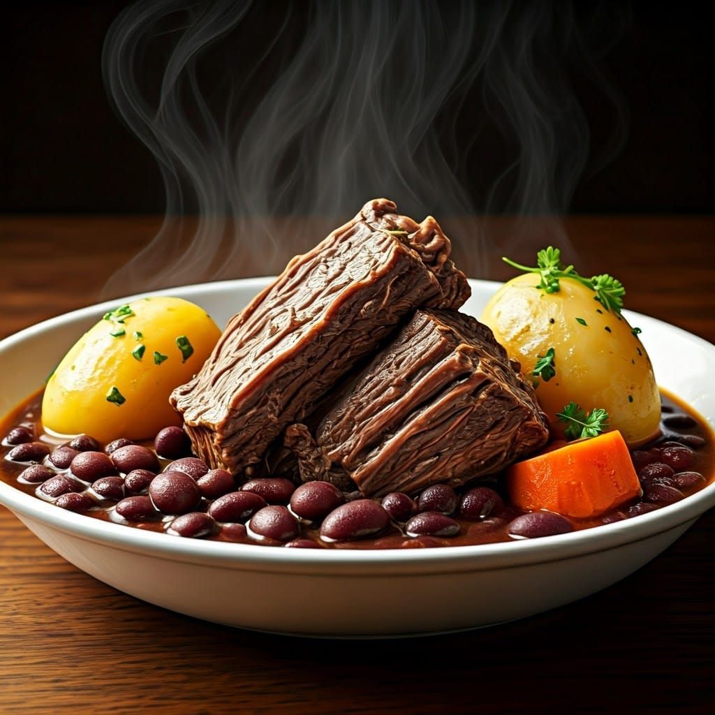 Sumptuous Cholent Dish in Vibrant, Golden Light