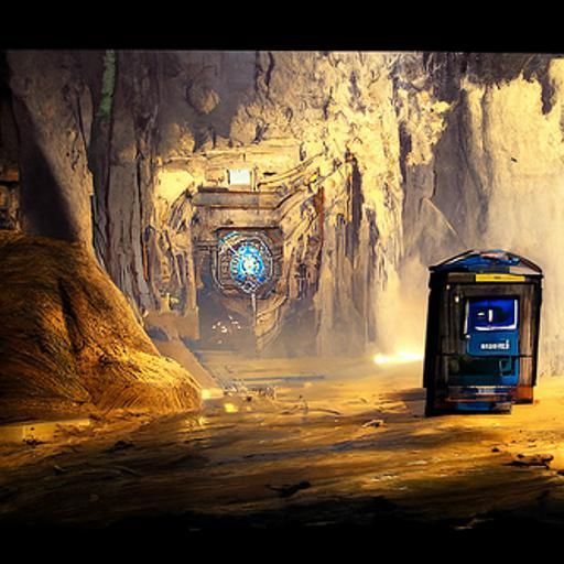 Tardis in a grand underground cavern