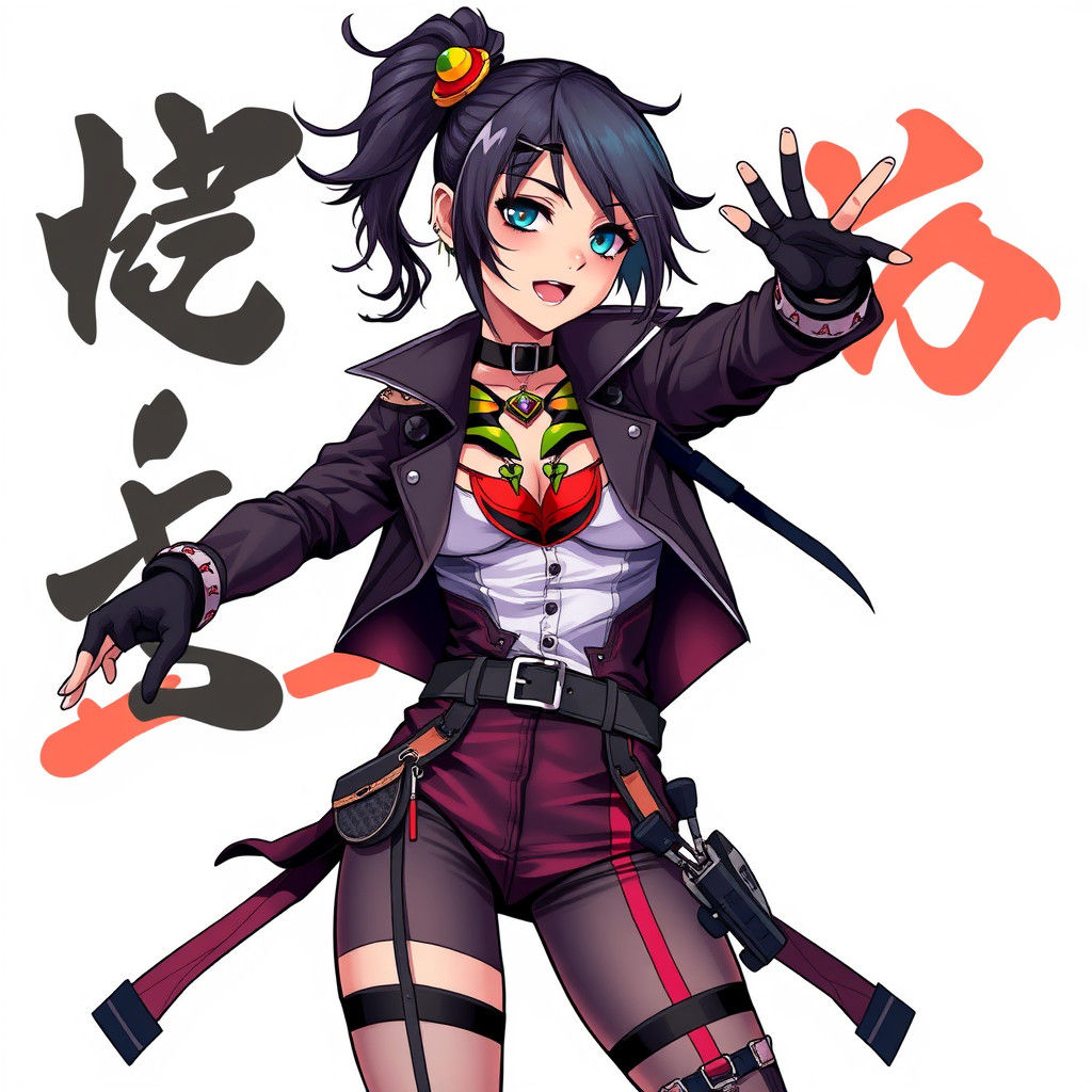 Anime Woman in Avant-Garde Outfit Illustration