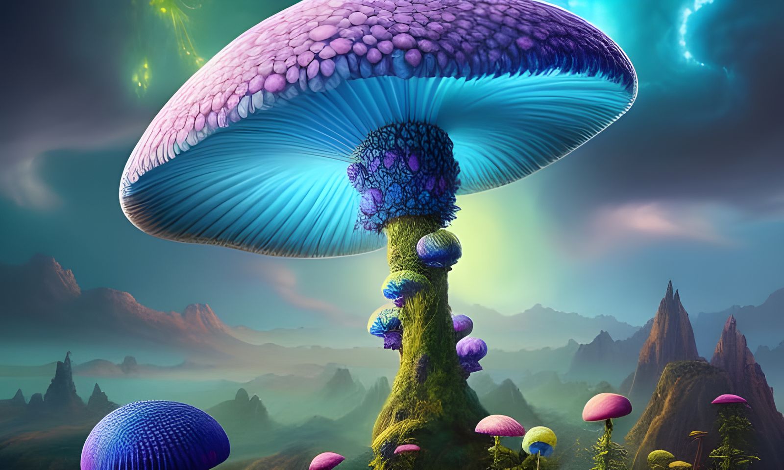 Blue Mushroom World: A Fantasycore Digital Painting