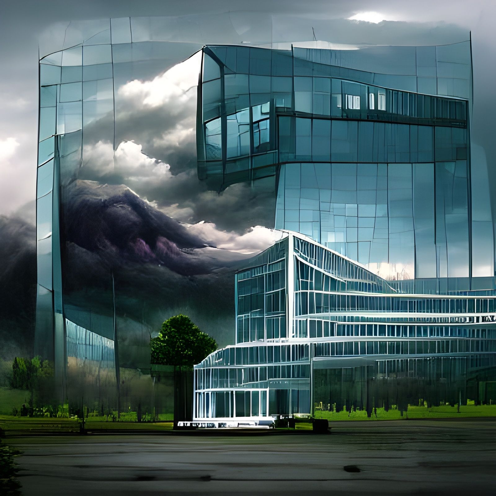Foreboding Company Headquarters with glass walls