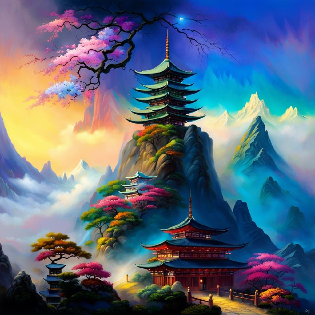 Japan's Mountainous Landscapes - AI Generated Artwork - NightCafe Creator