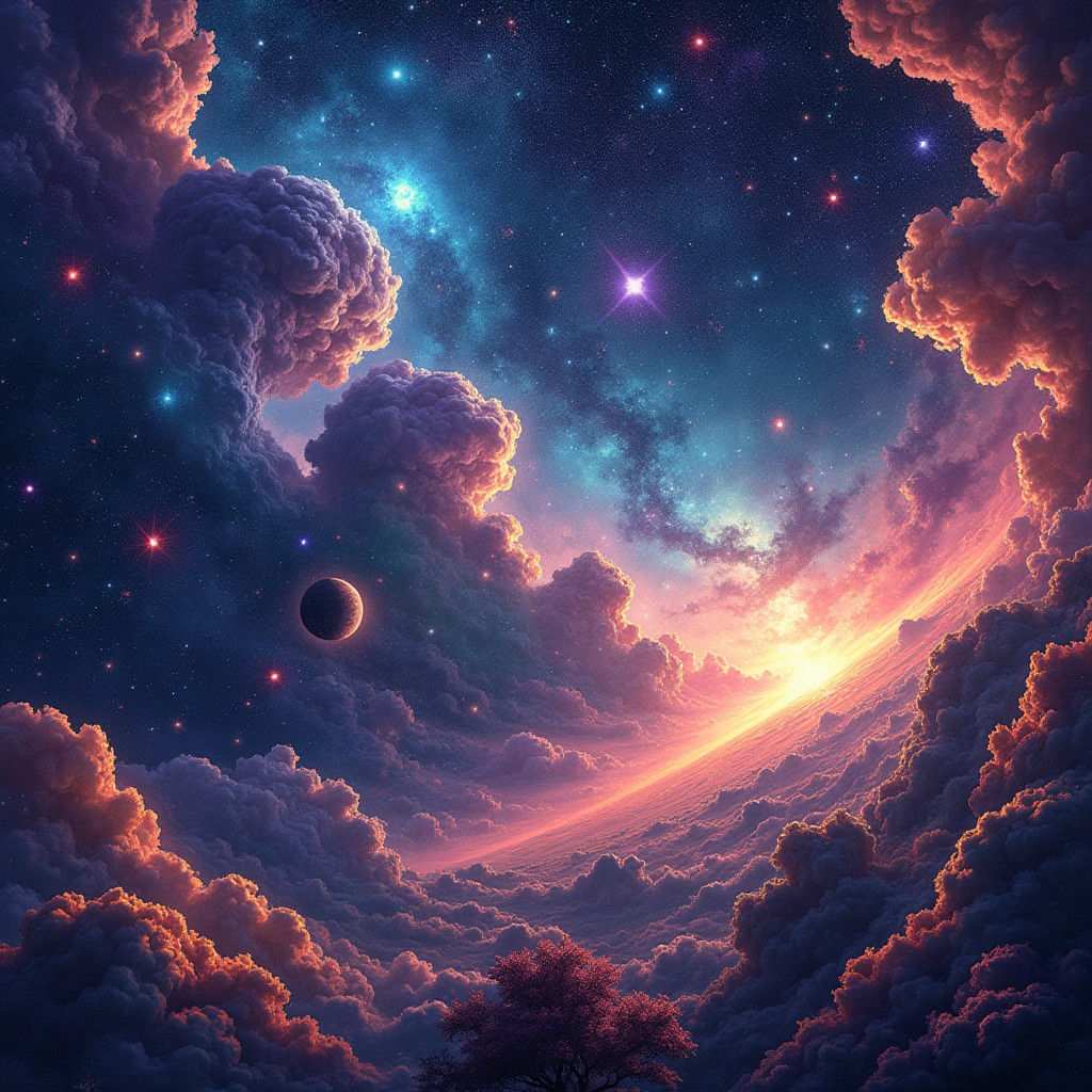 Cosmic Explosion of Stars and Nebulae in Digital Art