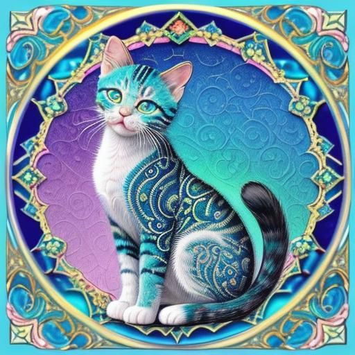 Beautiful sparkling kitten made of intricate designs with br...