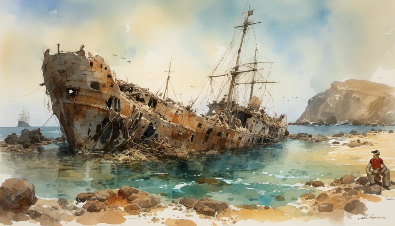 <lora:Coloured Inks:1.0> art
Custom
A sunken shipwreck is te...