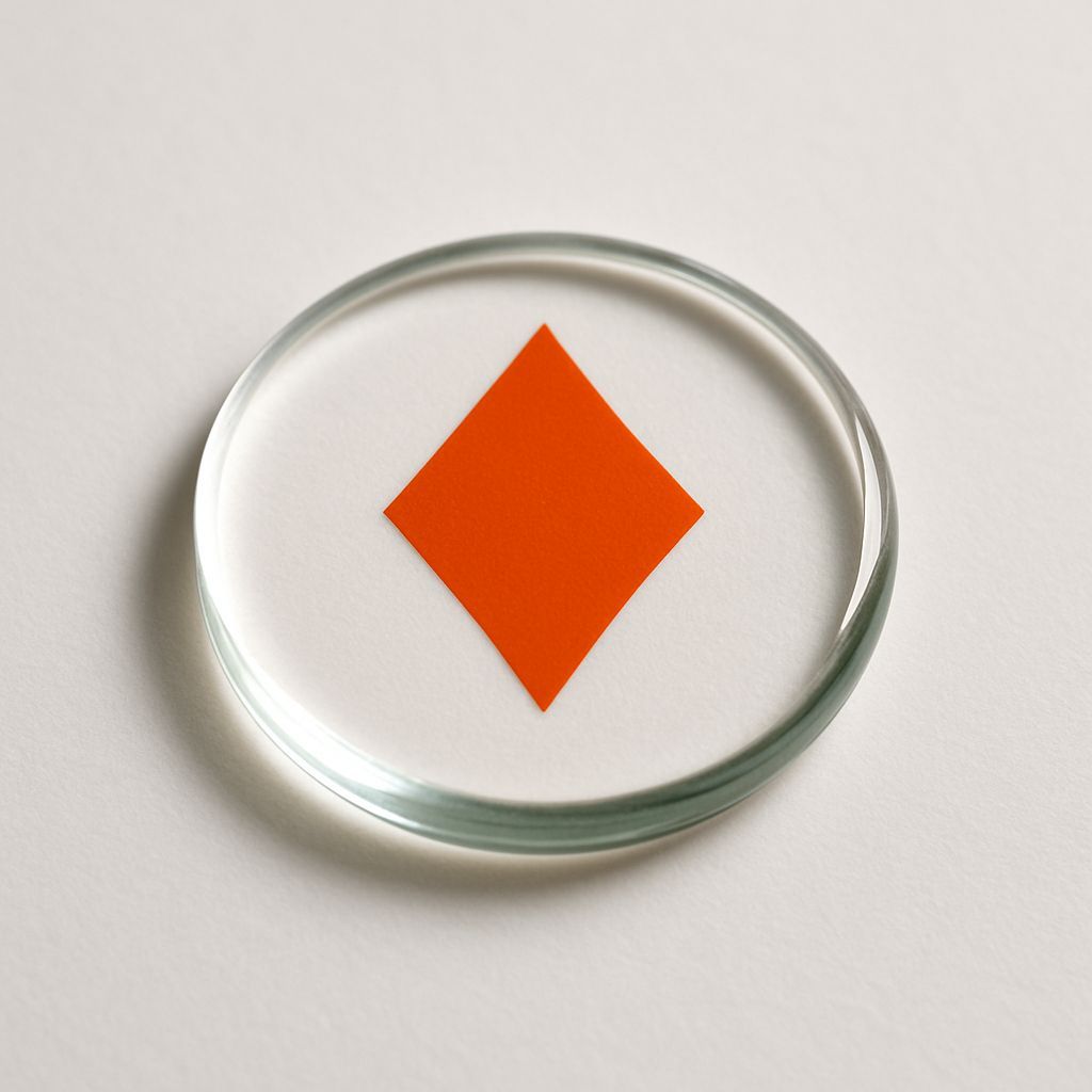 Glass Round Chip with Orange Rhombus Symbol