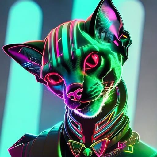 furry anthropomorphic male sphynx cat, cyberpunk, blade runner ...