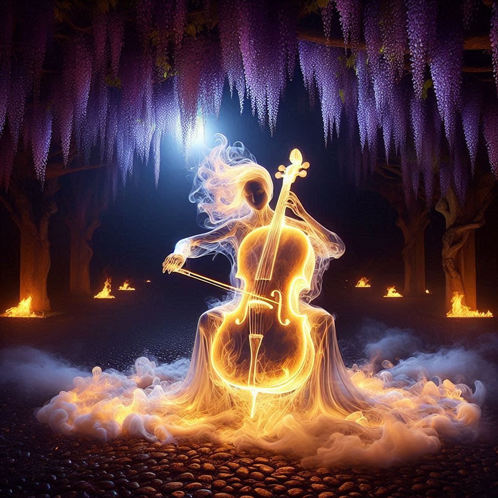 Moonlit Fiery Cellist