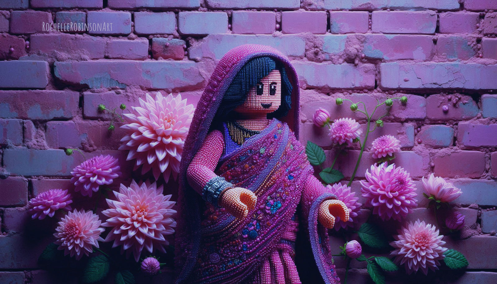 The Purple Sari - Microbead Lego Art II