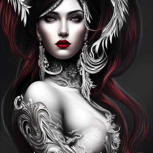 portrait of a beautiful goddess, enigmatic beauty, dominant ...