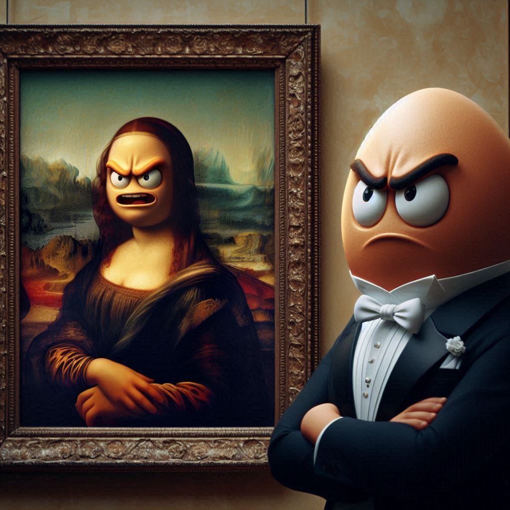 Angry Egg and the Mona Lisa Smile