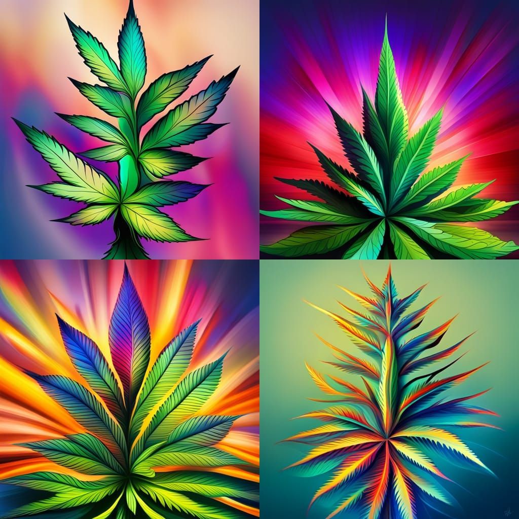 cannabis plant, psychadelic art
