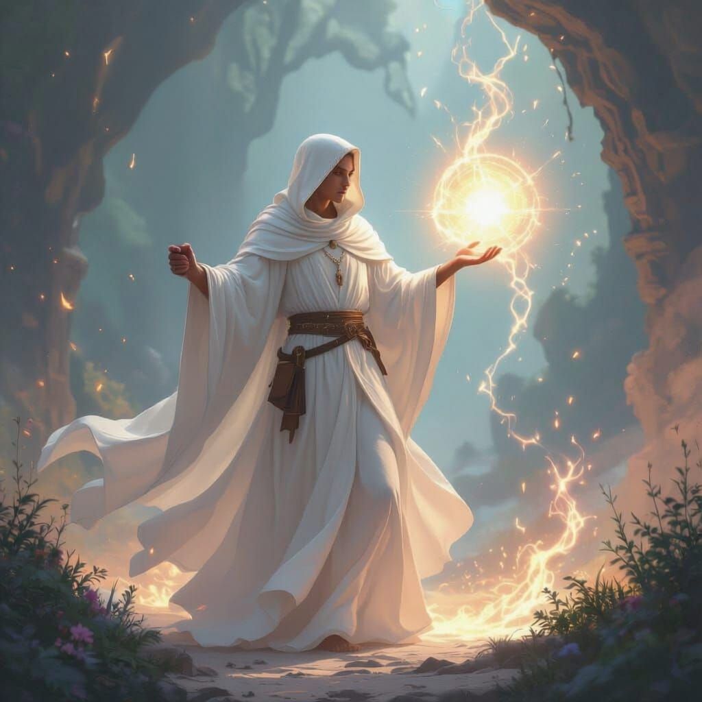 Aasimar casting light spell