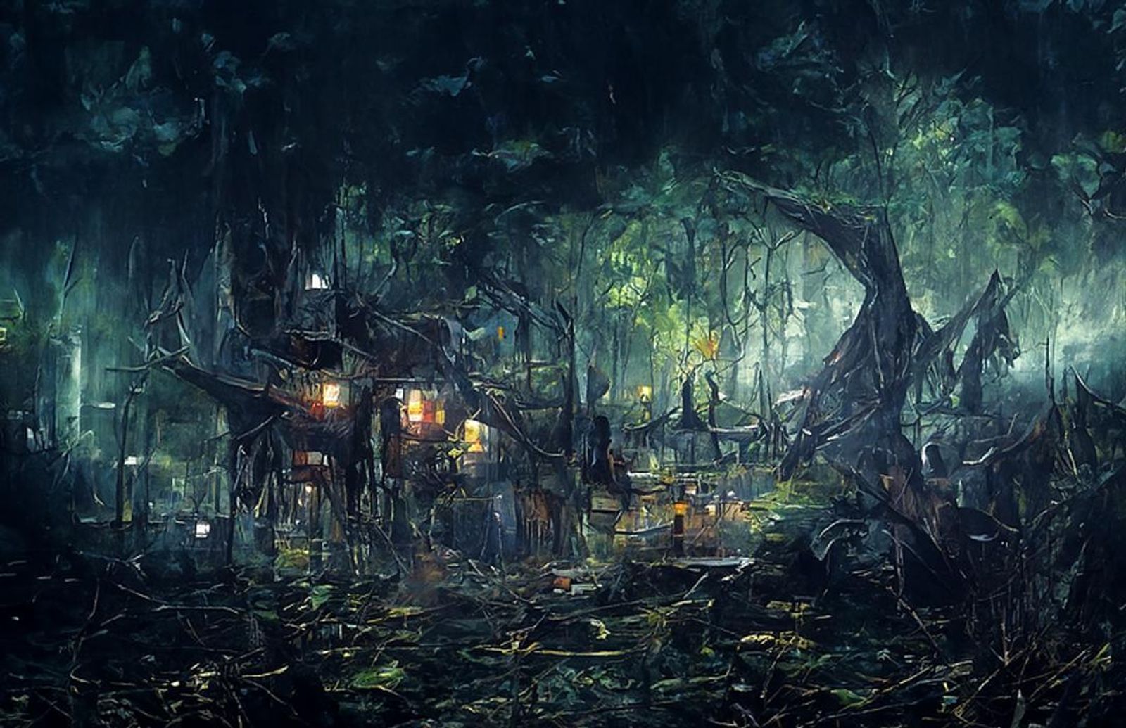 dark swamp painting