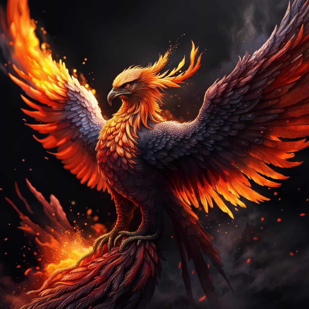 phoenix rising from ash - AI Generated Artwork - NightCafe Creator