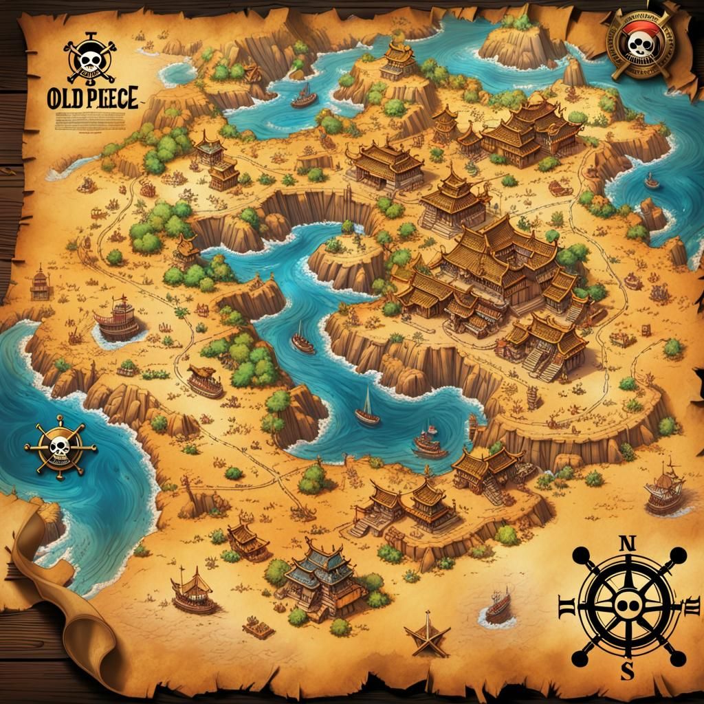 Old One Piece Treasure Map - AI Generated Artwork - NightCafe Creator