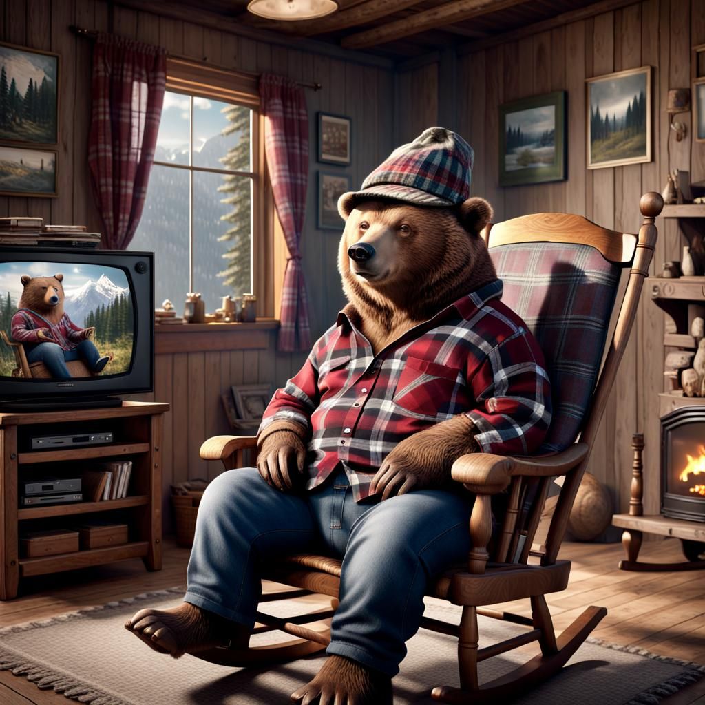 A bear in a rocking chair