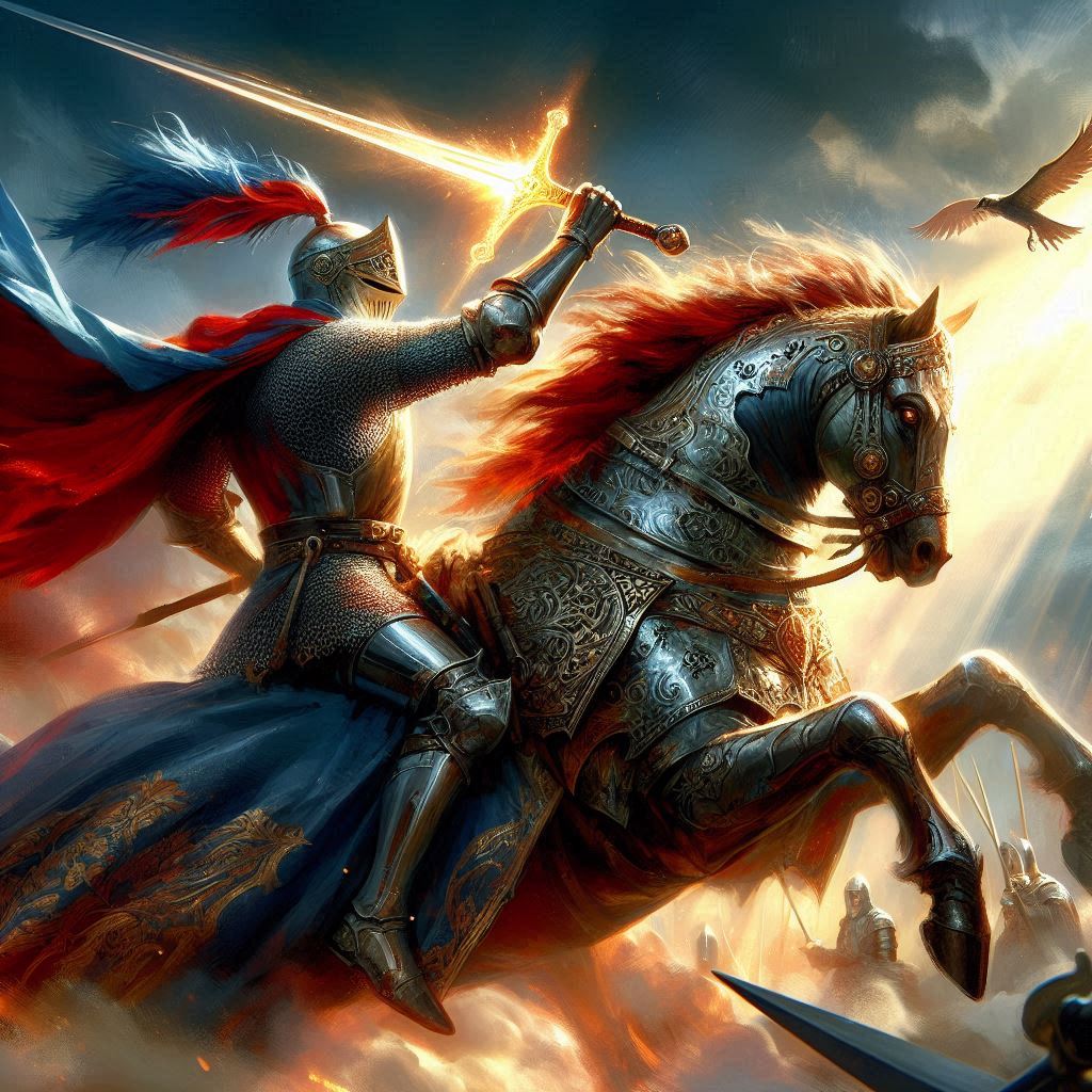 Wielding Excalibur the sword of legend