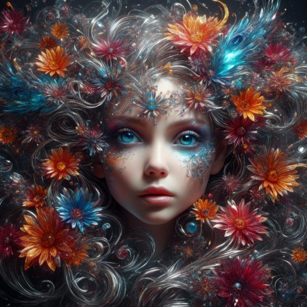 Eyes to the soul vivid colors <lora:Crystal Ribbons:1.0>