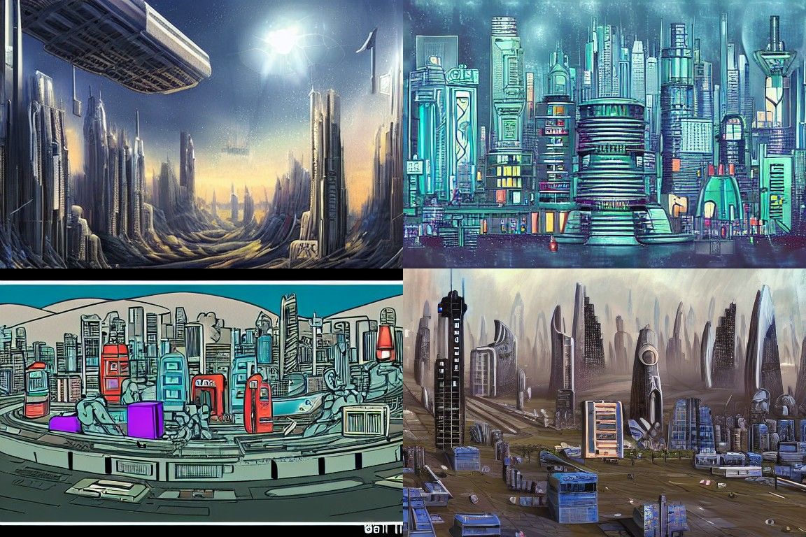 Sci-fi city in the style of Context art