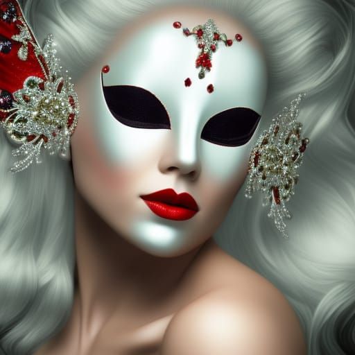 Woman in Jeweled Mask: Fantasy Portrait