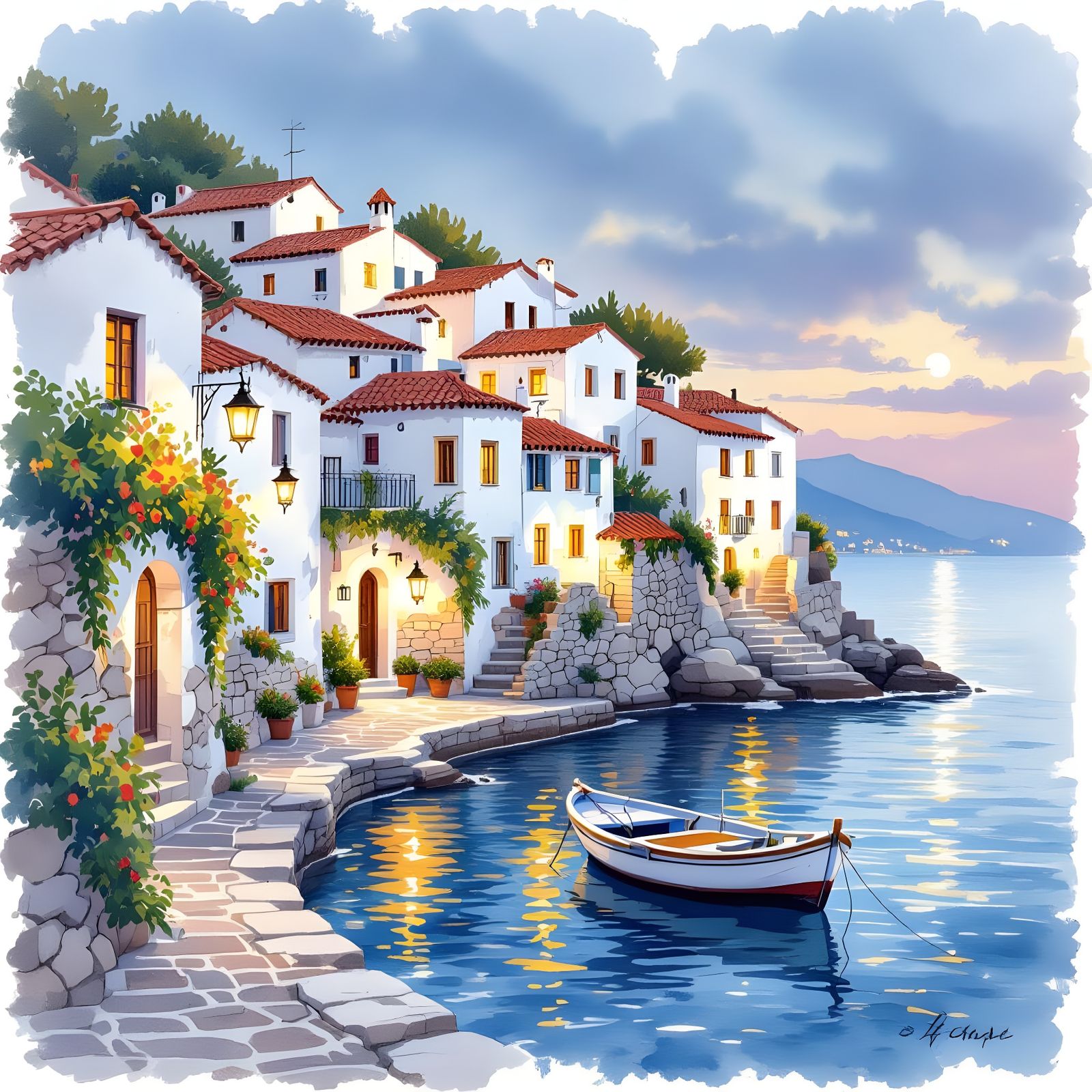  A quaint fishing village with whitewashed houses and terracotta roofs.  by @Ramzey