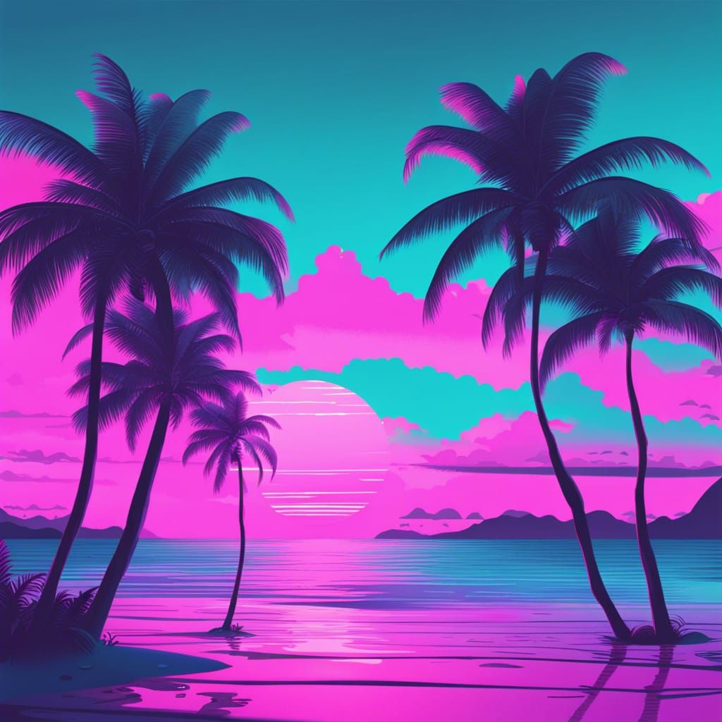 Tropical Beach Vaporwave Aesthetic - AI Generated Artwork - NightCafe ...