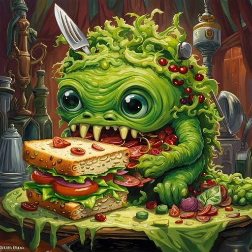 Green Sandwich Monster - AI Generated Artwork - NightCafe Creator