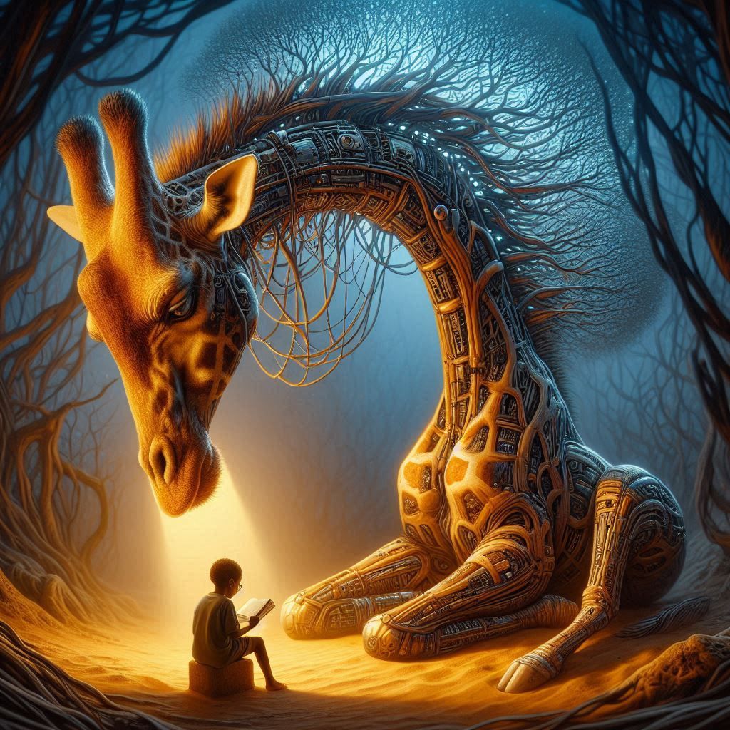 Giraffe illuminating wisdom and peace